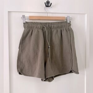 NWT THE BASE | Olive Green Sweatpant shorts drawstring 100% cotton